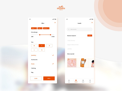 Hermès E-commerce Application - UX / UI Design application artistic direction ecommerce fashion app filters interaction design interface luxery typogaphy uidesign uxdesign