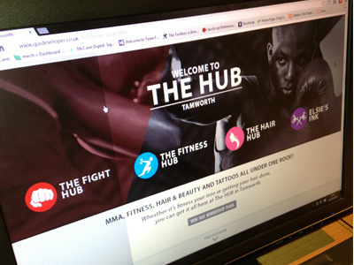 The HUB icon design landing page logo design website design