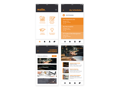 Hailie - Campus App app design mobile orange ui ux