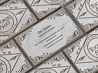 Tooker Alley letterpress oversize business card