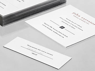 John Varvatos Invite gilded edges invitation letterpress perforated edges