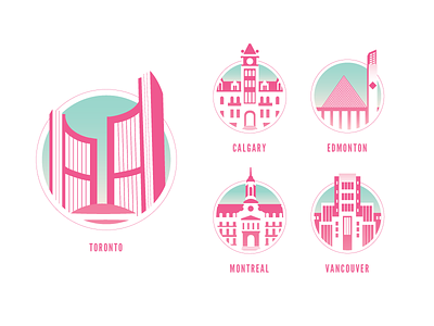 City Halls of Canada canada city cityhall design edmonton icon illustration montreal scion toronto vancouver