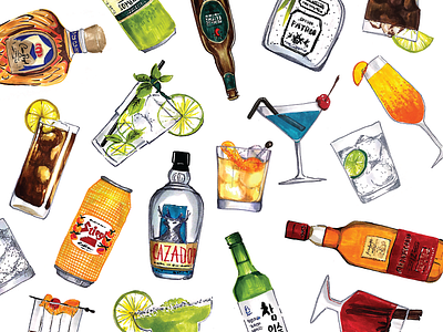 Shot & Sip alcohol booze drawings drinks illustrations marker