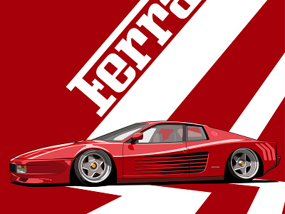 1989 Ferrari Testarossa car design ferrari illustration italia red testarossa vector