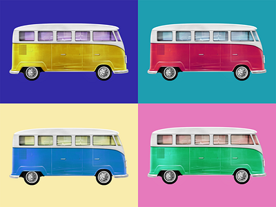 VW Bus 3d 3d illustration illustration photoshop