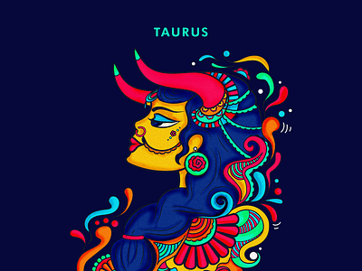 Taurus, zodiac illustration illustration india sticker stickers