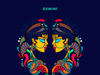 Gemini illustration india sticker stickers zodiac