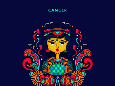 Cancer, zodiac illustrations design icon illustration india sticker vector zodiac