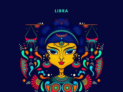 Libra desi icon illustration india sticker stickers vector zodiac