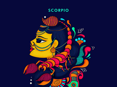 Scorpio desi illustration sticker stickers vector zodiac