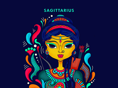 Sagittarius desi illustration india sticker stickers vector zodiac