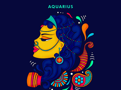 Aquarius desi illustration india sticker stickers zodiac