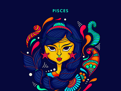 Pisces icon illustration india sticker stickers vector zodiac