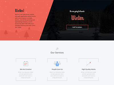 Winter one page website homepage landing onepage page ui ux webssite