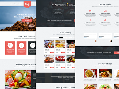 Foody Home Page food foody home restaurant template ux website