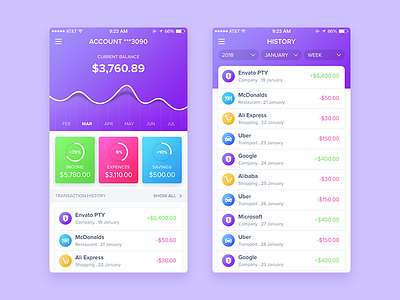 Finance App app design finance finance app gradient mobile app
