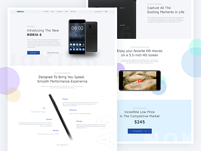 Nokia 6 Sales Page Redesign bubble colorful landing page nokia 6 nokia come back sales page