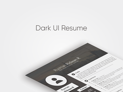 Dark UI resume app application curriculum vitae cv design flat flat design illustration vector