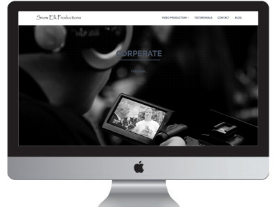 Snippet of the new Snow Elk Productions Website black and white bootstrap corporate monochrome web design