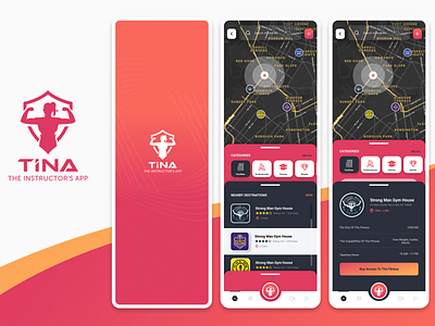 Tina (Fitness instructor App Design) app design fitness map modern ui ux