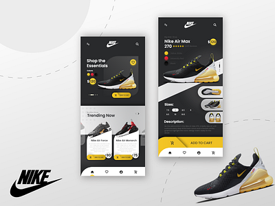 Men's Training Shoes App Design (Adobe XD) ecommerce modern nike shoes ui uiux ux