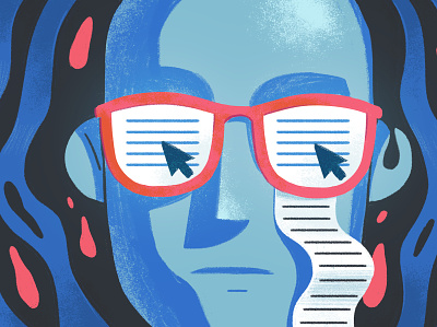 I can't read this anymore adobe photoshop character editorial illustration glasses grungy illustration reading