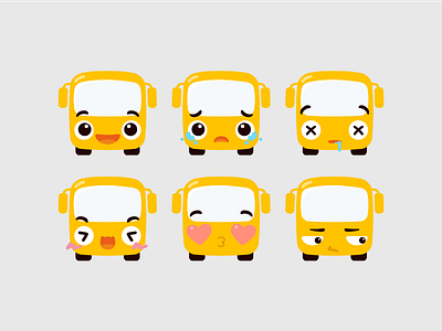 Bus Emoji bus dizzy expression happy illustration love sad