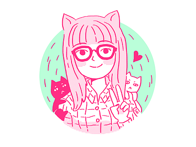 my friend cat friend girl illustration