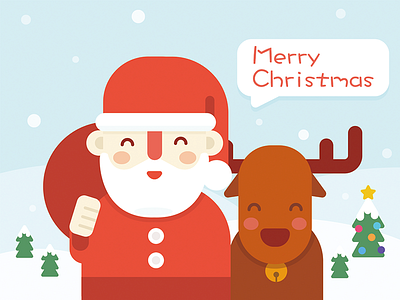 Merry Christmas christmas deer flat illustration merry new santa smile year