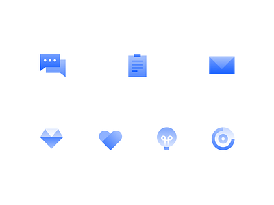 small icons for program blue bulb contact diamond heart icon list message talk target