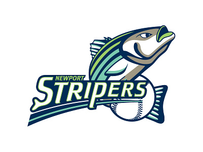 Newport Stripers baseball fish lime logo navy newport ocean stripers swim teal