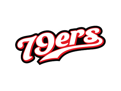 ESPN 79ers 1979 baseball logo numbers red script softball sports underline wordmark