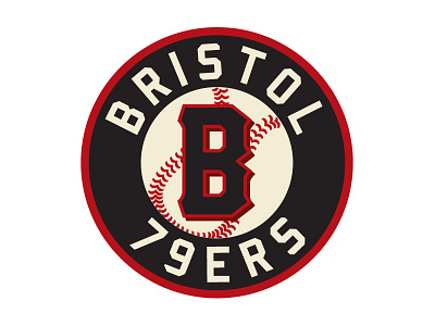 Bristol 79ers b baseball black circle cream logo numbers patch red retro softball