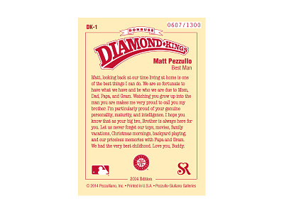 Groomsmen Card Back baseball baseball card brother diamond illustration king wedding wedding gift