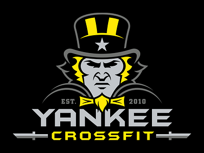 Yankee CrossFit barbell beard bow tie crossfit hat logo mascot star uncle sam yankee