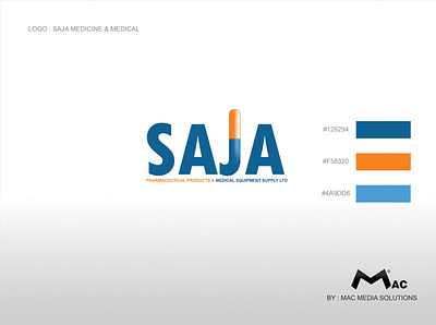 Saja pharmaceutical branding design illustration vector