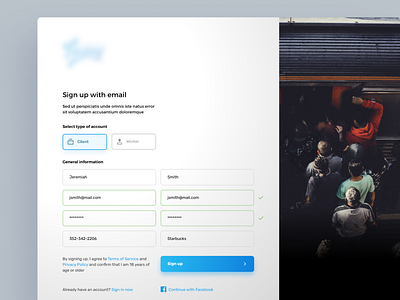 Sign up page app application design form signup ui ux