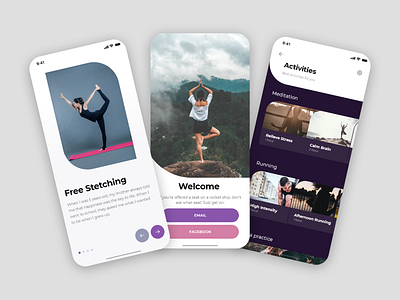 Yoga App Ui design app app design application design gym interface meditation mobile app modern ui physical practice ui ui design ui ux user interface design ux workout yoga yoga app yoga app ui