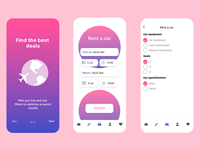 Flight Booking App app flight app flight search mobile mobile design rent a car ui uiux user experience user interface design userinterface ux