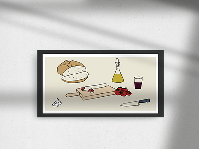 Un pà amb tomàquet 🍅🍷 all bread catalanfood catalunya designer food food icons fuet garlic illustration illustration art illustration design illustrations mediterranean oli pa sopar tomaquet tomatote vermut