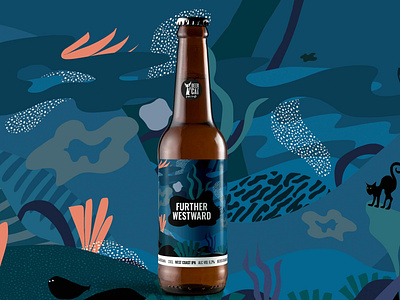 Further Westward - BeerCat CraftBeer abstract artwork blues cat colors craftbeer dali fish forms further illustrator ocean packaging penedes photoshop vilafranca westward