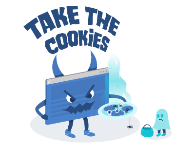 Cookies are Spooky browser clym compliance cookie cookies eugdpr gdpr ghost halloween monster spider teal vector