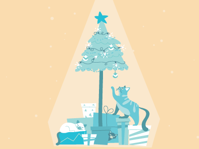Happy Holidays! cat clym illustration presents vector xmas xmas card