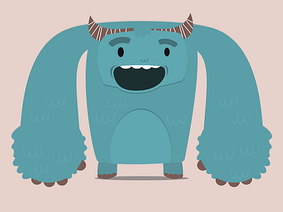 Blue Monkey blue horns illustration monkey monster smille tooth