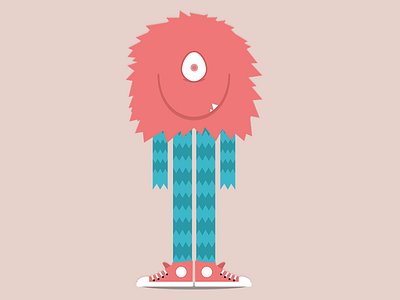 The Tall Pink all converse fur illustration monster pink shoe smille star tooth