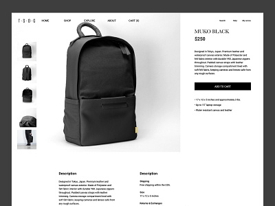Product Page Design for TSOG Bags digital design product page product photography tsog web design