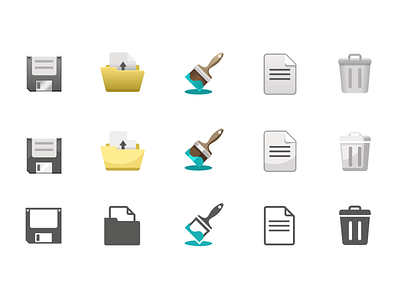 Icon Style Exploration document format painter icon open save style trash