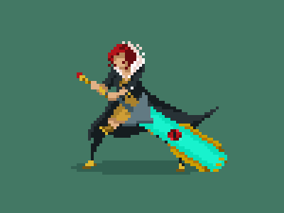 Red from Transistor pixel art animation gaming pixel art red supergiant games transistor