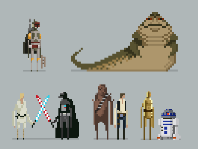 Star wars pixel lineup update chewbacca han jabba luke pixel art star wars vader