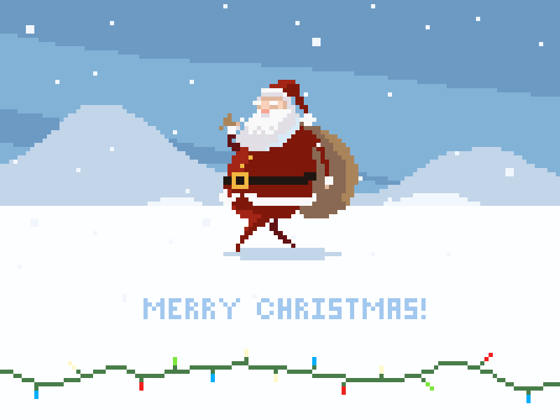 Merry Christmas and Happy Holidays from Drawsgood! animation christmas holidays pixel art santa snow